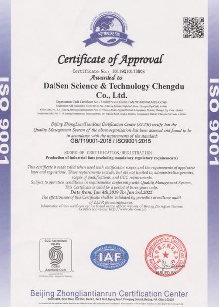 中国 Daisen Technology Chengdu Co., Ltd. 認証
